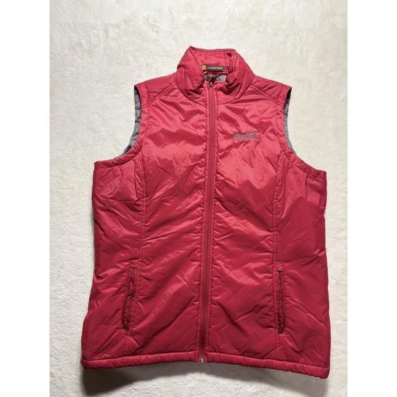 Coca Cola Full Zip Vest Solid Red Mens Size Large 100% Nylon - Picture 1 of 7